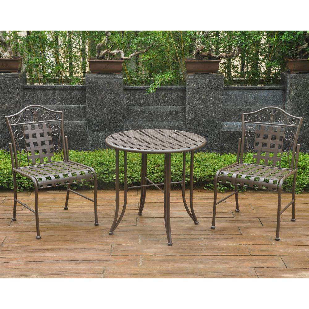 Set of Three Mandalay Iron Bistro Set - International Caravan