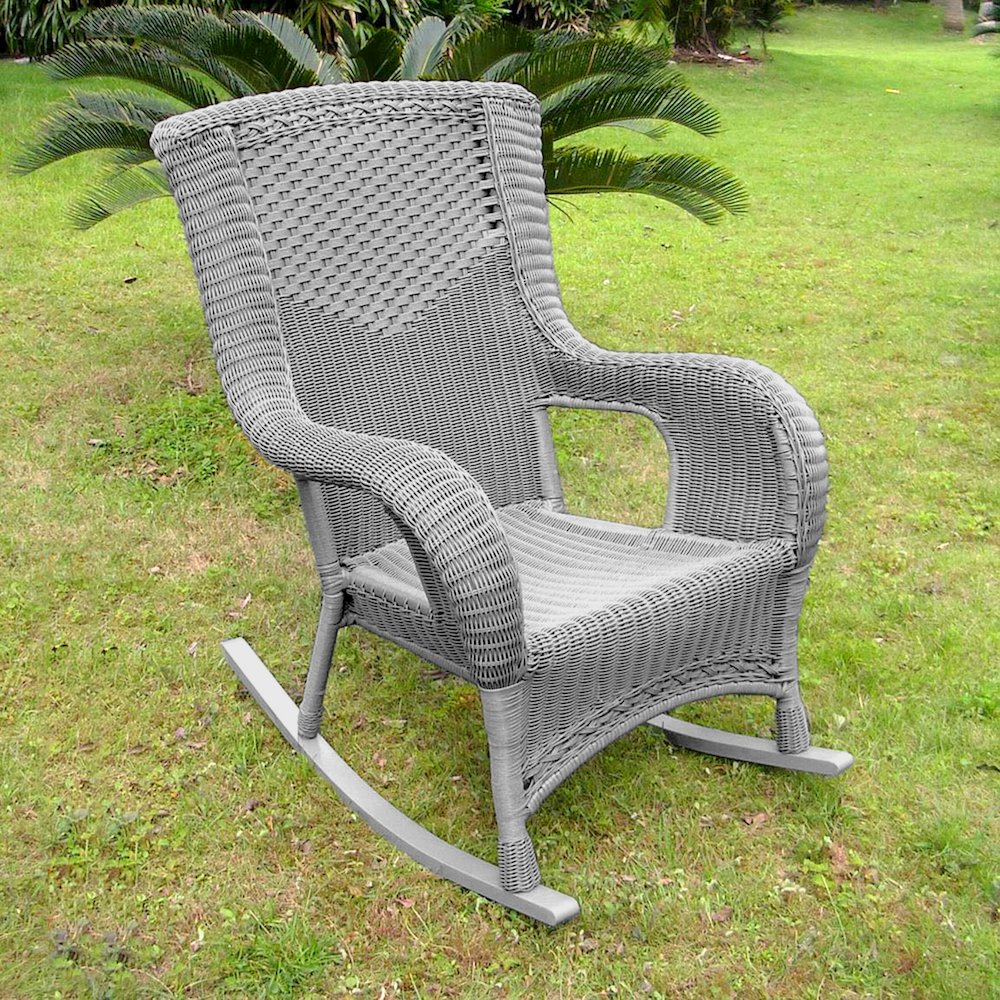 San Tropez Resin Wicker/ Aluminum Rocking Chair, Weathered Grey - International Caravan
