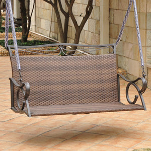 Valencia Resin Wicker/Steel Loveseat Swing - International Caravan