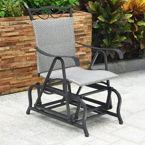 Valencia Resin Wicker/ Steel Glider Chair, Grey - International Caravan