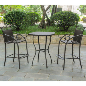 Set of 3 Valencia Resin Wicker/Steel Bar Height Bistro Group - International Caravan