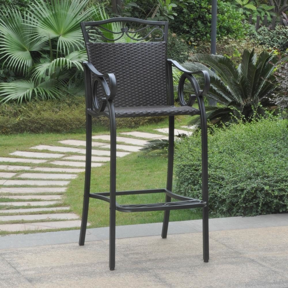 Set of 2 Valencia Resin Wicker/Steel Bar Bistro Chairs - International Caravan