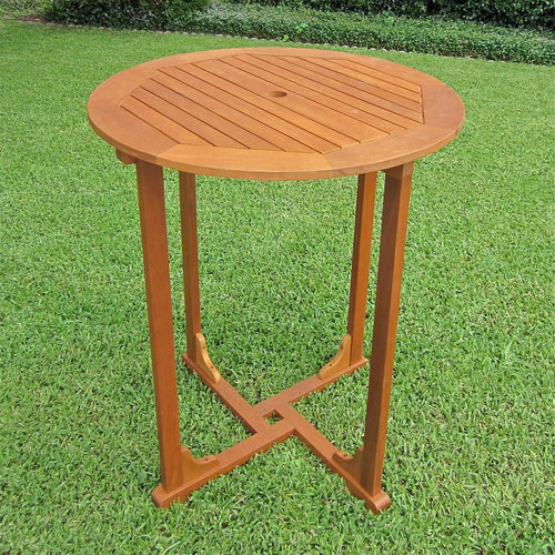 Royal Tahiti Outdoor Wood Bar Height  Round Table - International Caravan