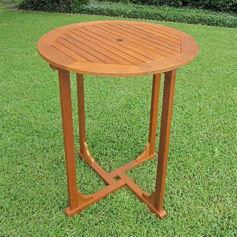 Royal Tahiti Outdoor Wood Bar Height  Round Table - International Caravan