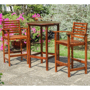 Highland Outdoor Bar Height Bistro Set, stain - International Caravan