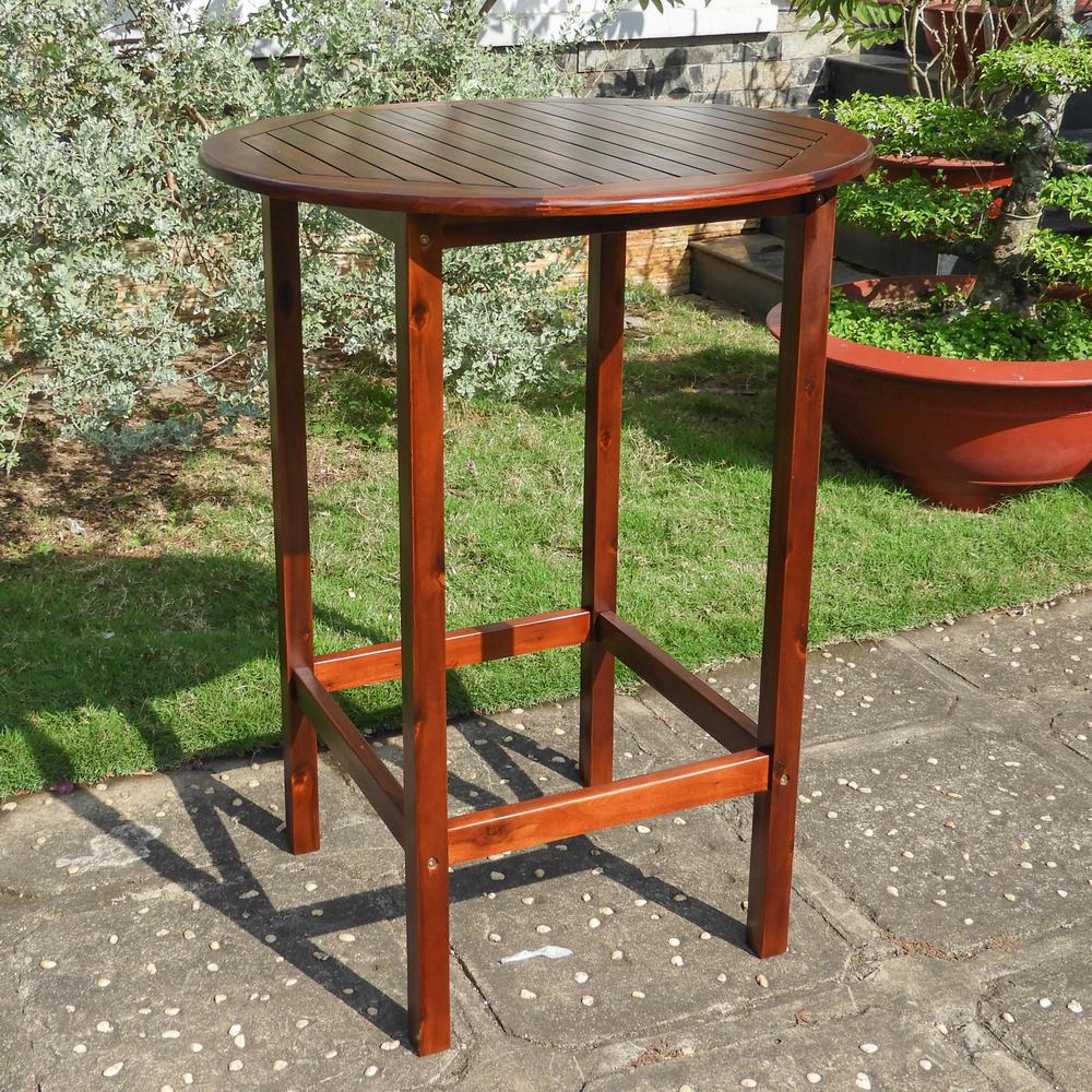 Highland Acacia Americana 33-inch Round Bar Height Table - International Caravan
