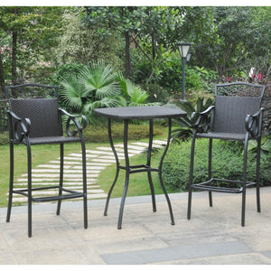 Set of 3 Valencia Resin Wicker/Steel Bar Height Bistro Group - International Caravan