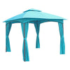 ST. Kitts 10-Foot Steel Dome-top Gazebo with Curtains, Aqua Blue - International Caravan