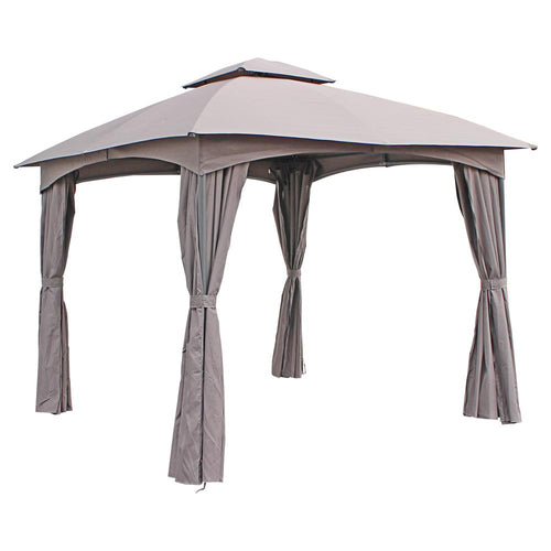 ST. Kitts 10-Foot Steel Dome-top Gazebo with Curtains, Grey - International Caravan