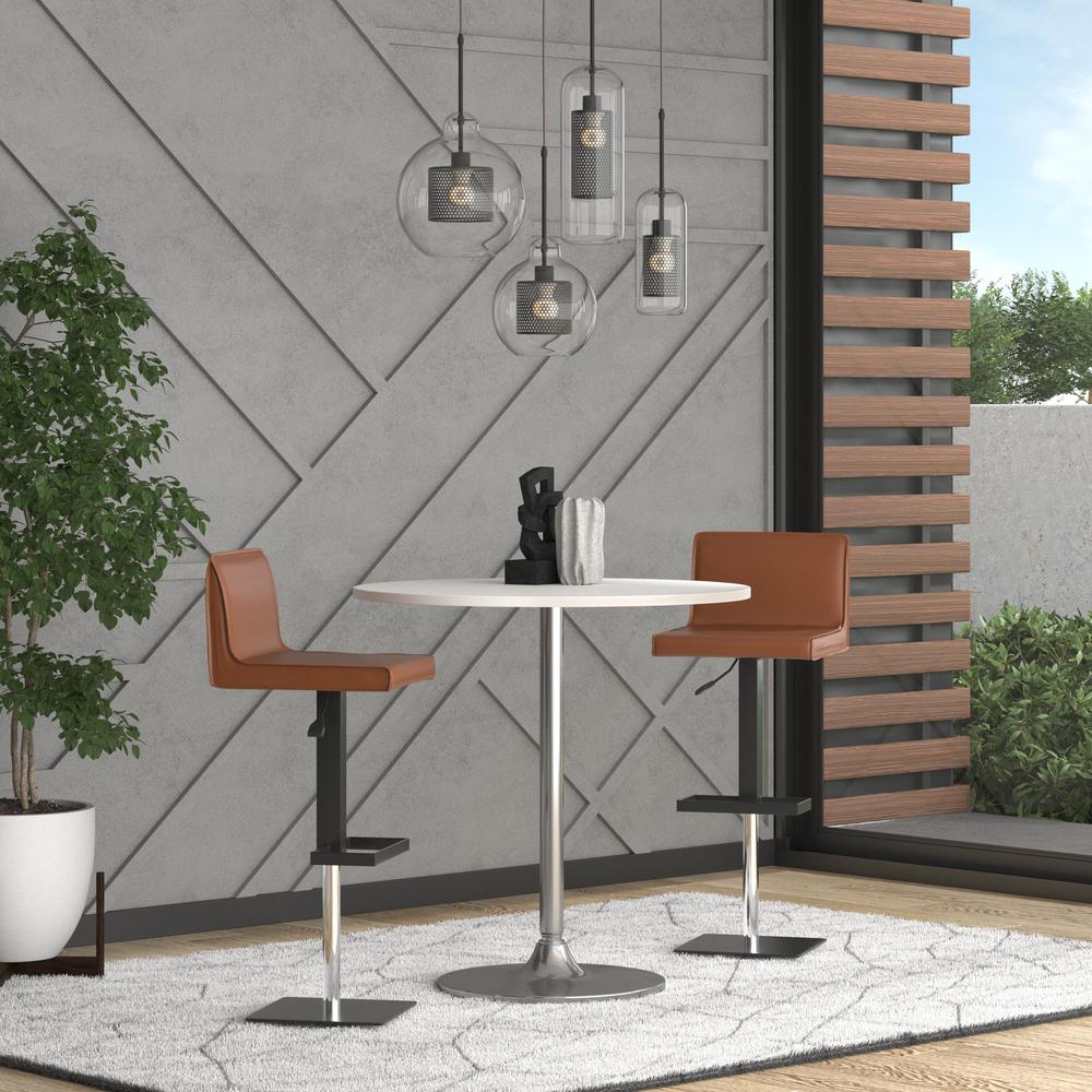 Bar Stool/Black Base, Cognac Pu - Creative Images