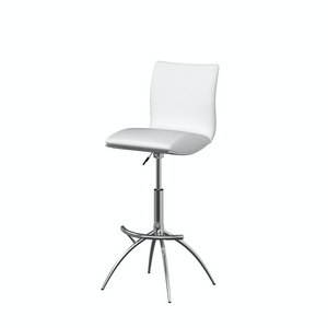 Pure White Pu Seat, Chrome Base Stool, Set Of 2 - Creative Images