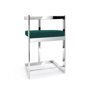 Bar Chair, 26'', Green Cushion, Stainless Steel Base - Creative Images