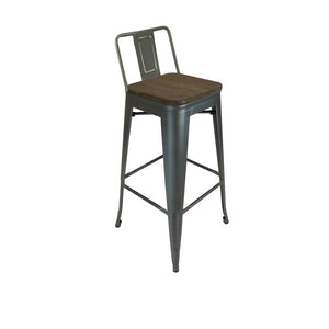 Metal Barstool W/ Woodseat And Backrest 26'', Set Of 4 - Creative Images