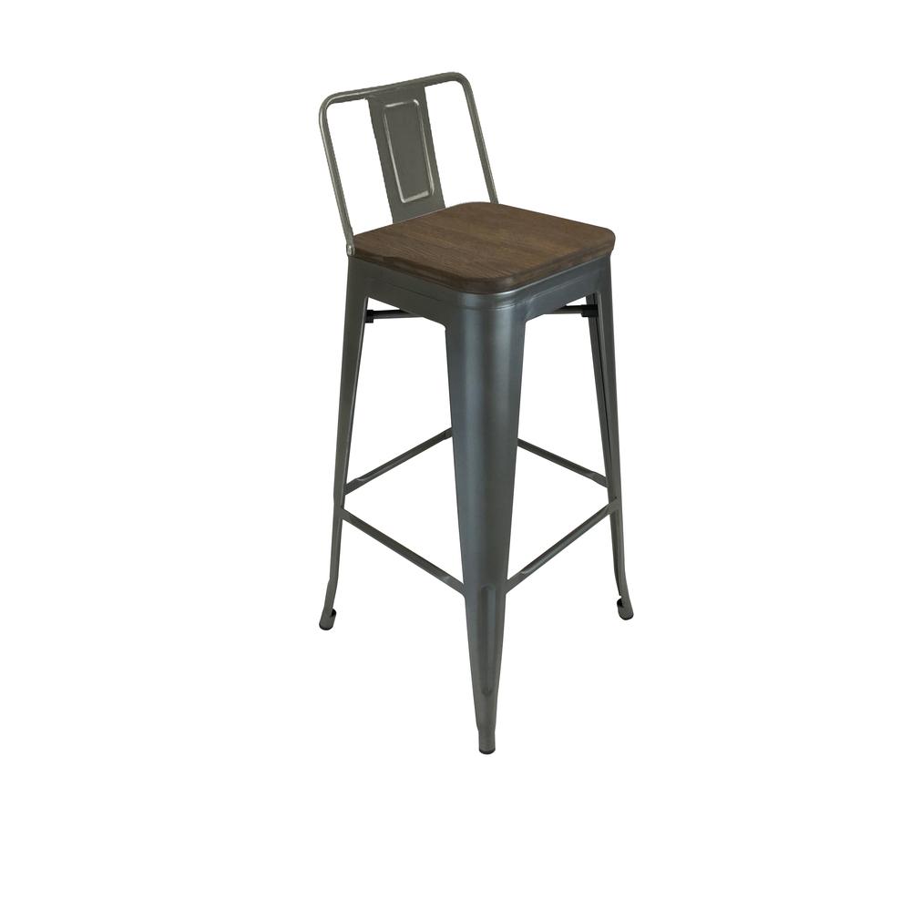 Metal Barstool W/ Woodseat And Backrest 26'', Set Of 4 - Creative Images