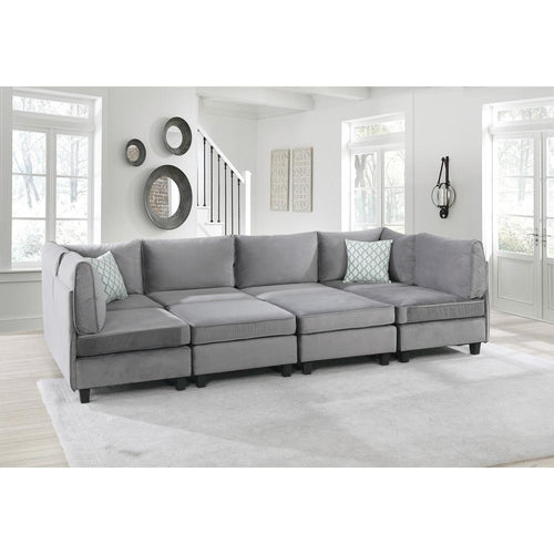 Simona Gray Velvet 8Pc Modular Sectional Sofa - Lilola Home
