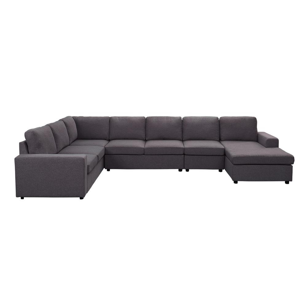 LILOLA Tifton Modular Sectional Sofa with Reversible Chaise in Dark Gray Linen - Lilola Home
