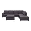 LILOLA Cassia Modular Sectional Sofa with Ottoman in Dark Gray Linen - Lilola Home