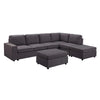 LILOLA Cassia Modular Sectional Sofa with Ottoman in Dark Gray Linen - Lilola Home