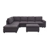 LILOLA Cassia Modular Sectional Sofa with Ottoman in Dark Gray Linen - Lilola Home