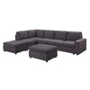 LILOLA Cassia Modular Sectional Sofa with Ottoman in Dark Gray Linen - Lilola Home