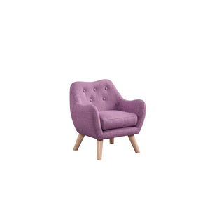 Fenix 19.5''W Pink Linen Kids Chair with Button Tufted Back and Wooden Legs - Lilola Home