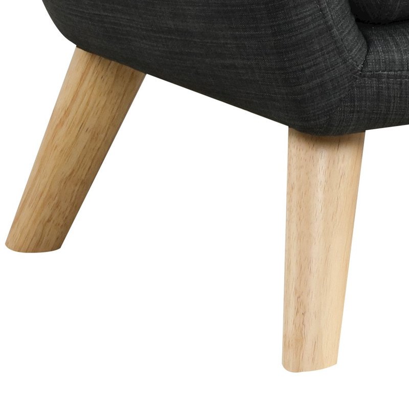 Fenix 19.5''W Gray Linen Kids Chair with Button Tufted Back and Wooden Legs - Lilola Home