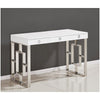 Best Master Brooks 3-Drawer Wood and Stainless Steel Frame Writing Desk - Silver - Best Master Furniture