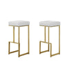 Dorrington Modern Faux Leather Backless Bar Stool in White/Gold (Set of 2) - Best Master Furniture