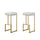 Dorrington Modern Faux Leather Backless Bar Stool in White/Gold (Set of 2) - Best Master Furniture