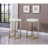 Dorrington Modern Faux Leather Backless Bar Stool in White/Gold (Set of 2) - Best Master Furniture