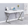 Modern Stainless Steel Frame Computer Desk - Silver High Gloss - Best Master Furniture