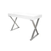 Modern Stainless Steel Frame Computer Desk - Silver High Gloss - Best Master Furniture