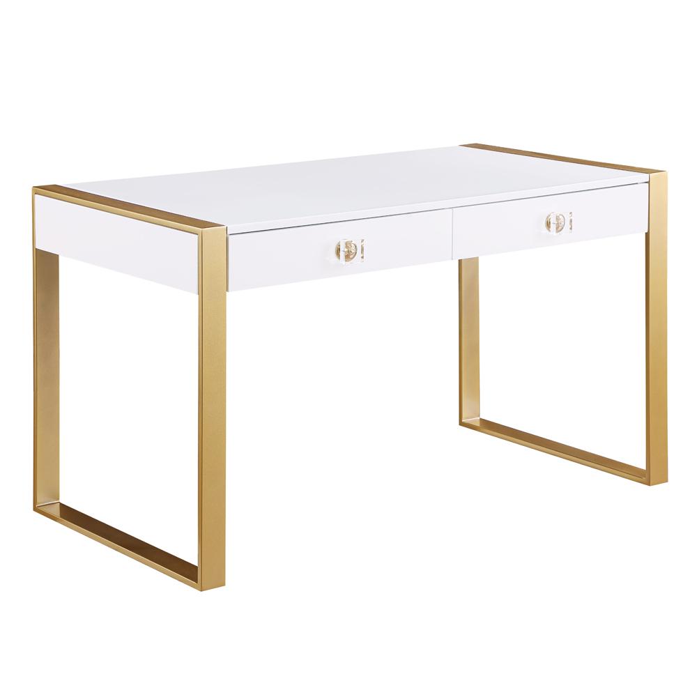 Erato White with Gold Legs Computer Desk - Best Master Furniture