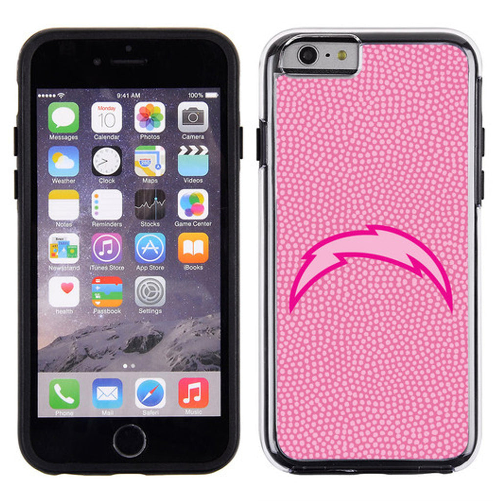 Los Angeles Chargers Phone Case Pink Football Pebble Grain Feel iPhone 6 CO - Gamewear