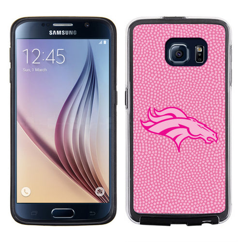 Denver Broncos Phone Case Pink Football Pebble Grain Feel Samsung Galaxy S6 CO - Gamewear