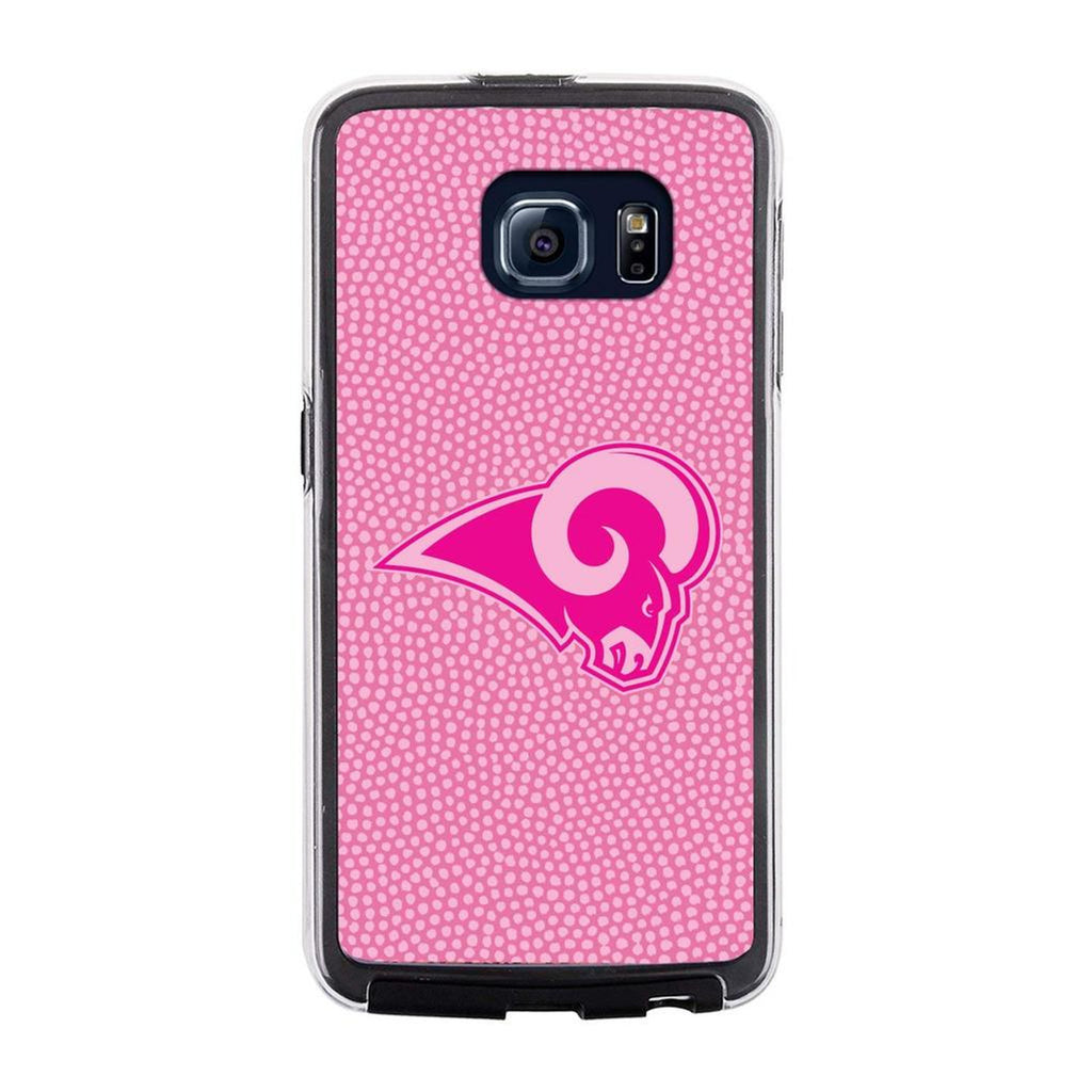 Los Angeles Rams Phone Case Pink Football Pebble Grain Feel Samsung Galaxy S6 CO - Gamewear