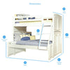Twin Over Full 3/3 over 4/6 Bunkbed - without trundle - White Cottage - American Woodcrafters