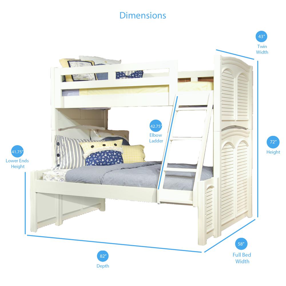 Twin Over Full 3/3 over 4/6 Bunkbed - without trundle - White Cottage - American Woodcrafters