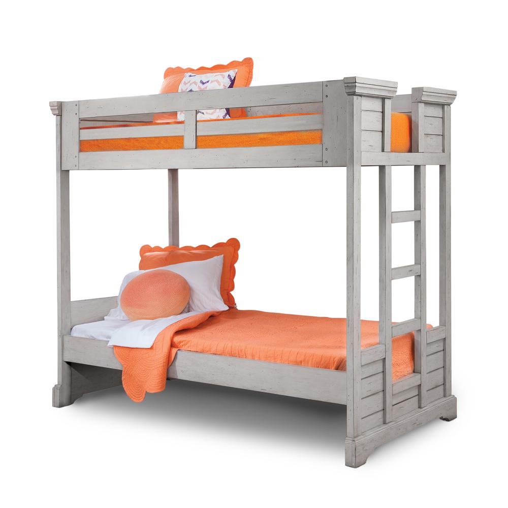Stonebrook Twin Over Twin 3/3 over 3/3 Bunkbed - Light Distressed Antique Gray - American Woodcrafters