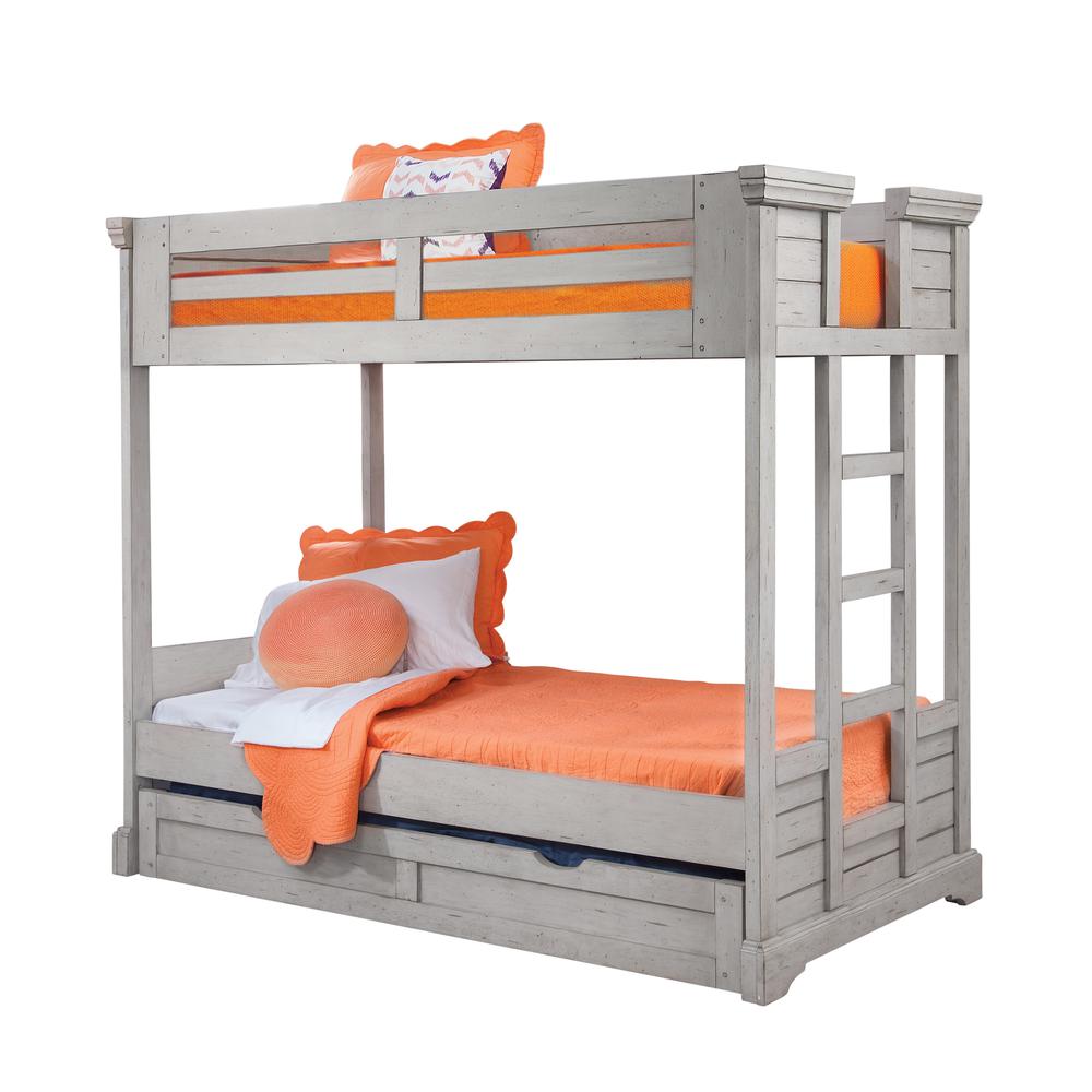 Stonebrook Twin Over Twin 3/3 over 3/3 Bunkbed - Light Distressed Antique Gray - American Woodcrafters