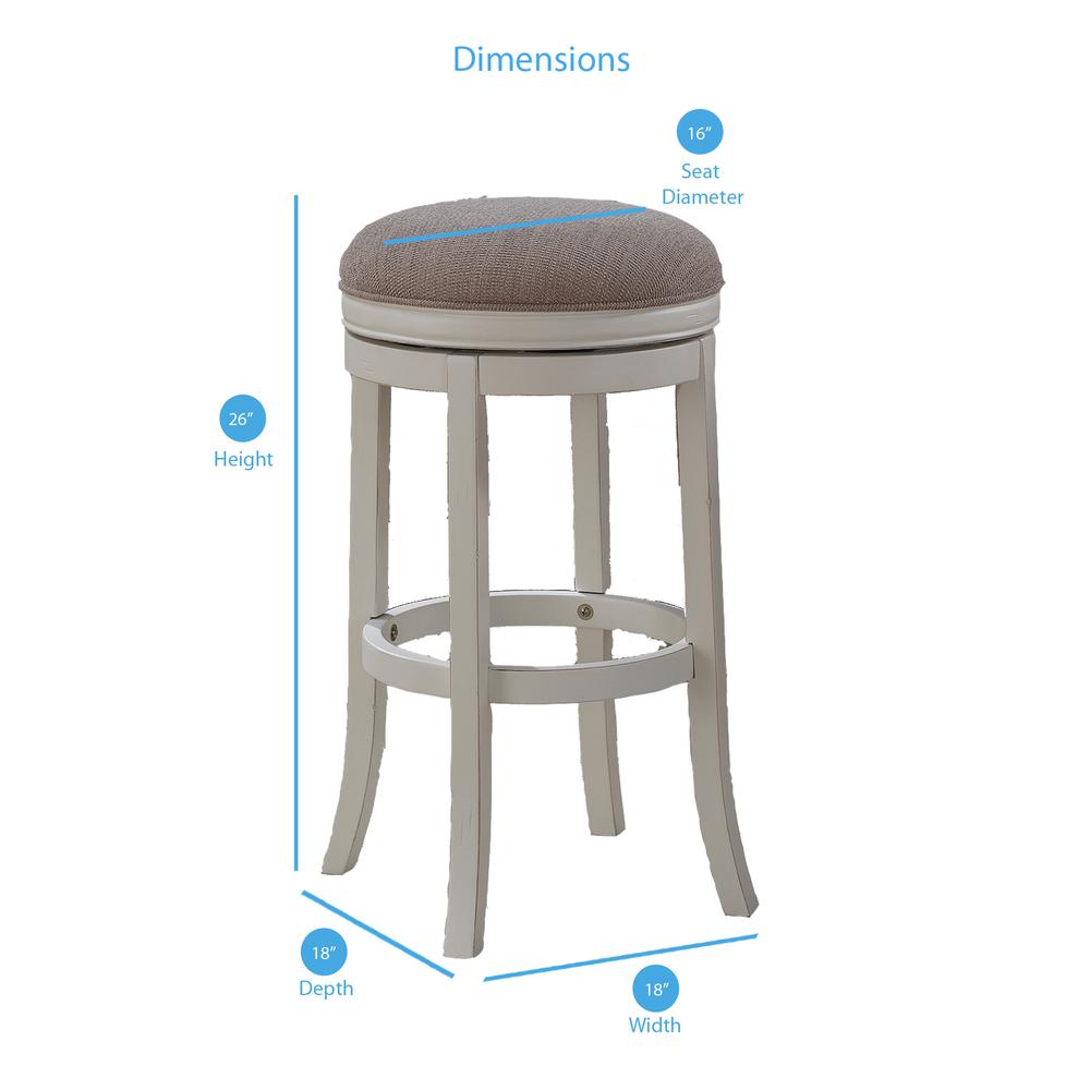 Aversa 26'' Backless Swivel Stool - Distressed Antique White - American Woodcrafters