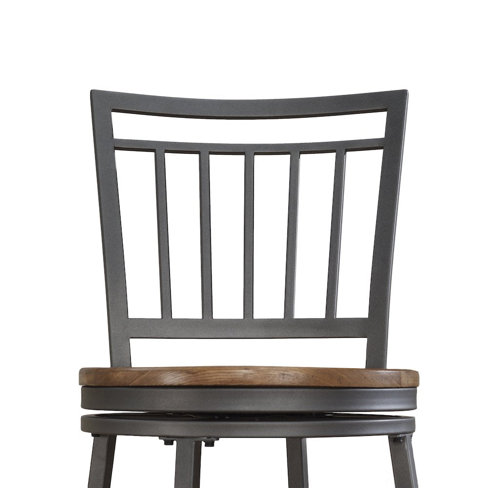Stockton 25'' Metal Swivel Stool - Slate Grey - Golden Oak Seat - American Woodcrafters