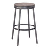 Stockton 30'' Backless Metal Swivel Stool - Slate Grey - Grey Oak Seat - American Woodcrafters