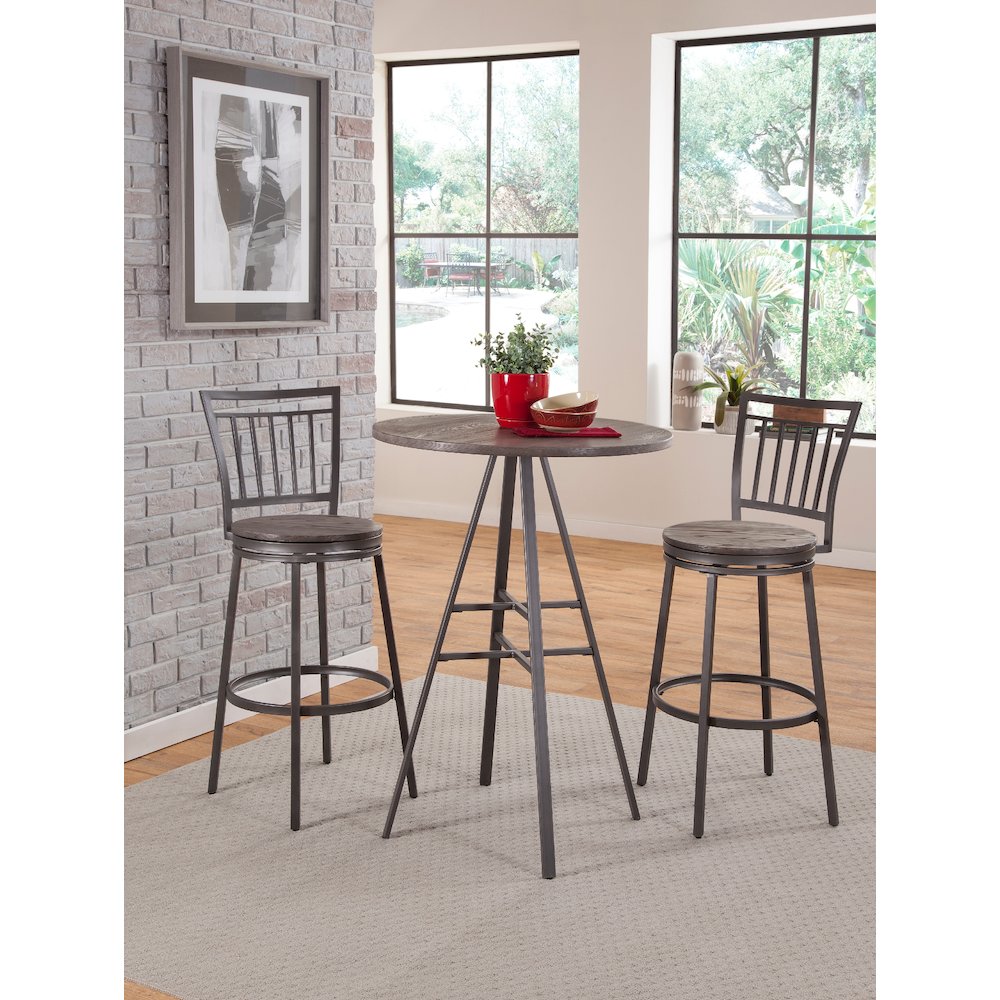 Stockton Round Pub Table - Slate Grey - Grey Oak Top - American Woodcrafters