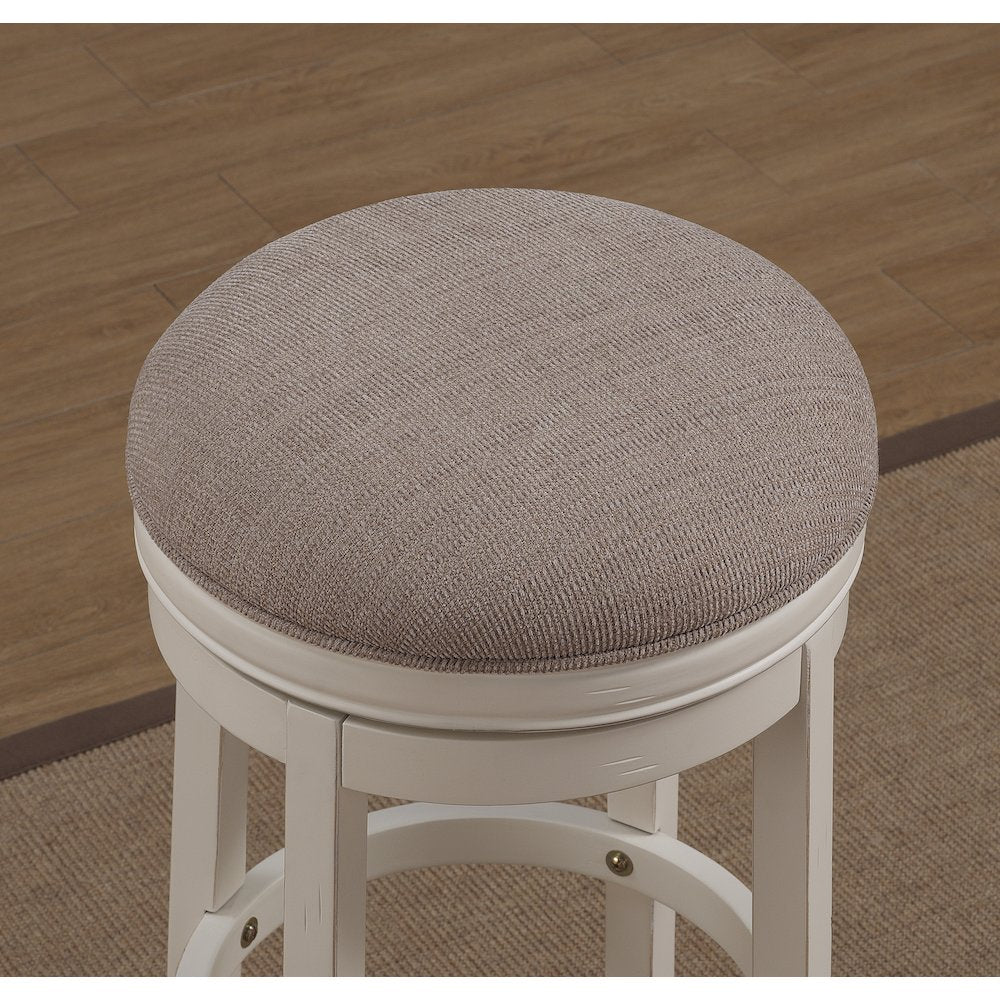 Aversa 34'' Backless Swivel Stool - Distressed Antique White - American Woodcrafters