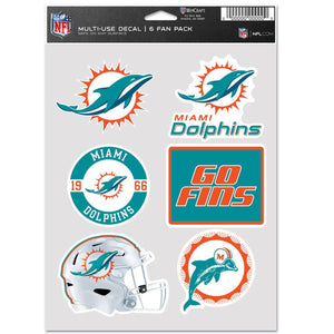 Miami Dolphins Decal Multi Use Fan 6 Pack - WinCraft