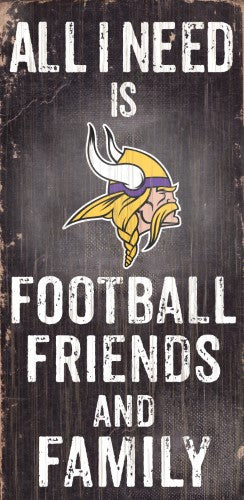 Minnesota Vikings Sign Wood 6x12 Football Friends and Family Design Black - Fan Creations