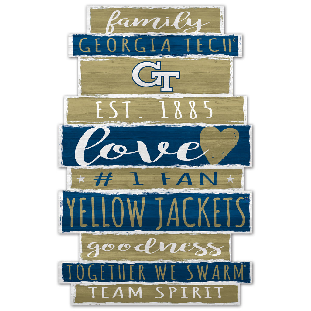 Georgia Tech Yellow Jackets Sign 11x17 Wood Family Word Design - WinCraft