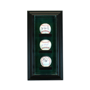 3 Cabinet Vertical Baseball Display Case with Black Moulding