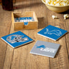 Detroit Lions Coaster Set 4 Piece with Wood Caddy - Evergreen Enterprises